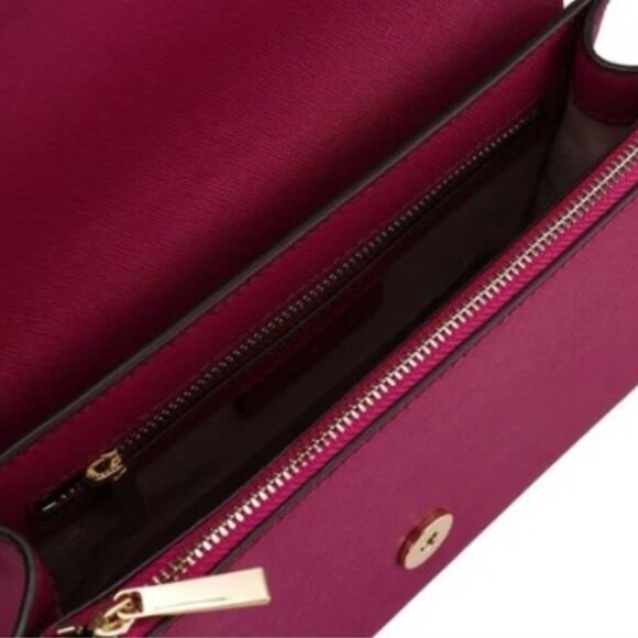 Tory Burch Emerson Combo Pink Saffiano Leather Crossbody Bag Fuchsia Hot Pink - Picture 13 of 13